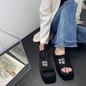 2024 Spring Summer Fashion Platform Sole Women's Outdoor Slippers High Heel Thick Sole Letter Strap Slides