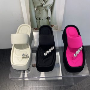 2024 Summer Street Style Fashion Platform Slippers for Women High Heel Thick Sole Letter Strap Sandals