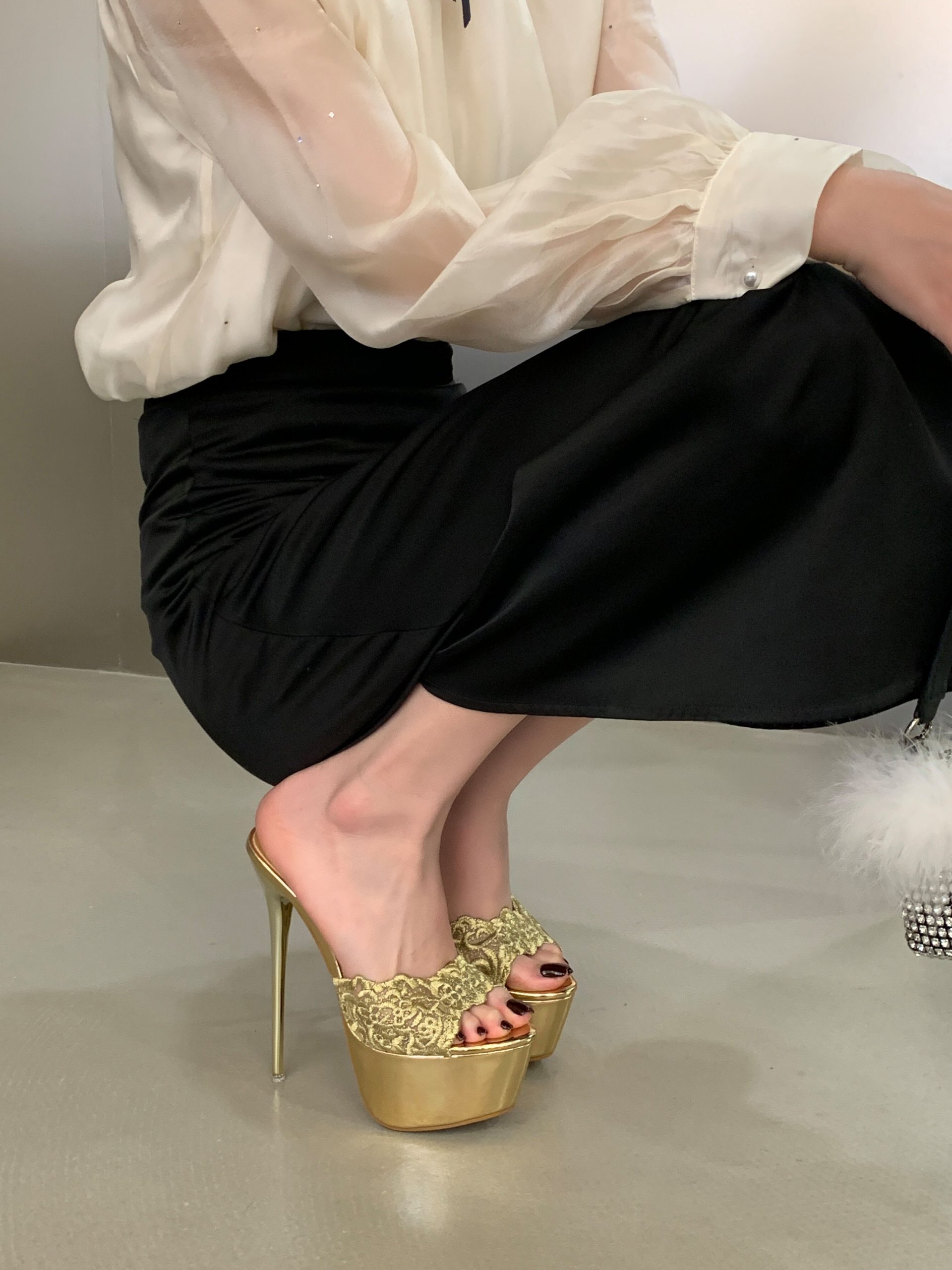 2026 New 16CM High Heel Platform Sandals Black Gold 35-42 - Image 4