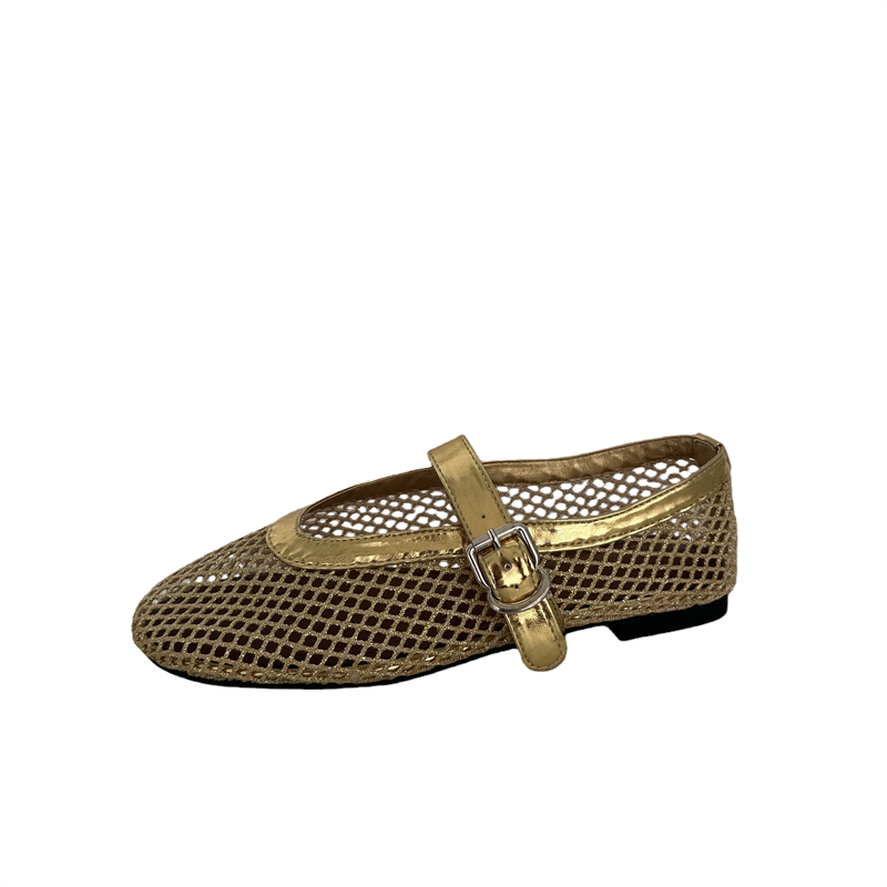 2026 New Flat Fishnet Flat One-Character Shoes for Women - Image 5