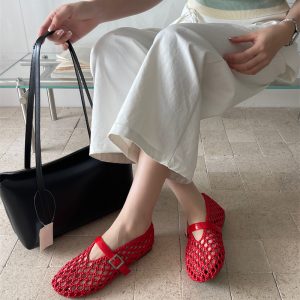 2026 New Handwoven Hollow Out Flat Single Shoes for Women